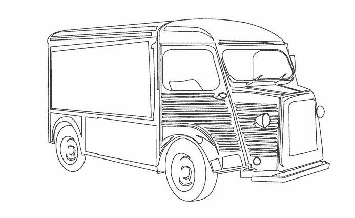 Coloriage d'un camion de pompier sur une route