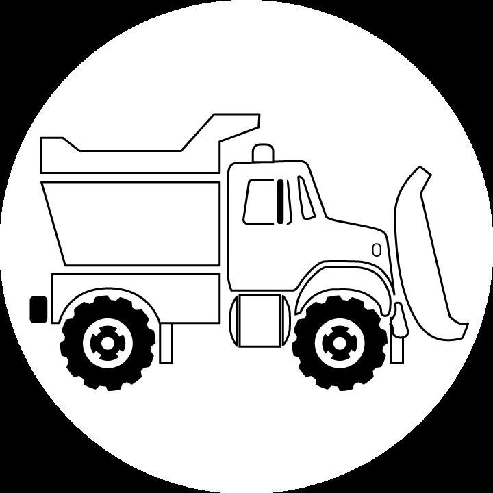 Coloriage d'un camion sur la route avec des détails environnants