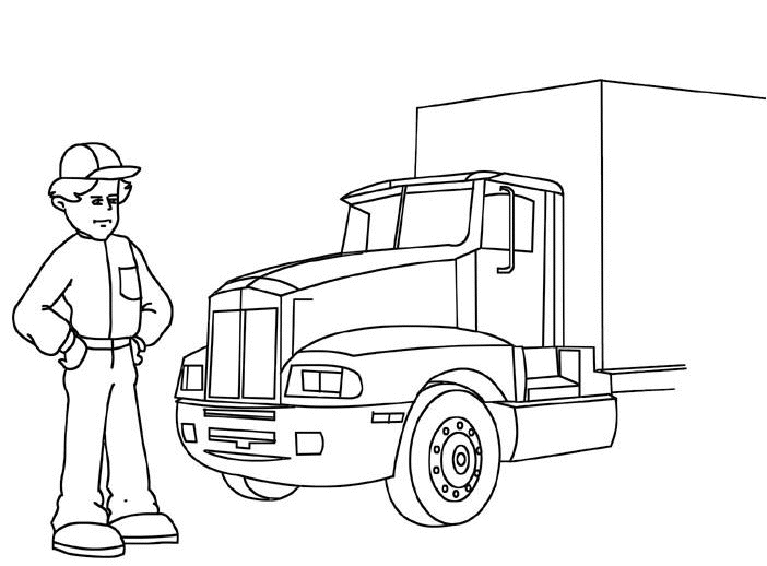 Coloriage d'un camion de pompier sur un fond urbain