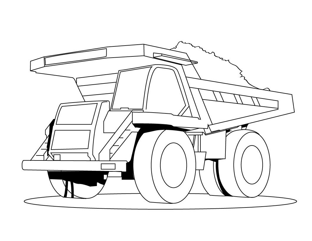 Coloriage d'un camion sur une route avec un paysage de montagne