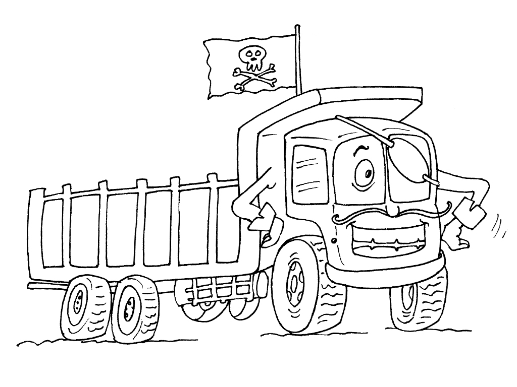 Coloriage d'un camion sur une route en pleine nature