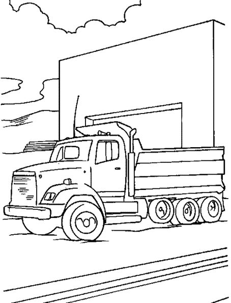 Coloriage d'un camion de pompier sur fond de ville