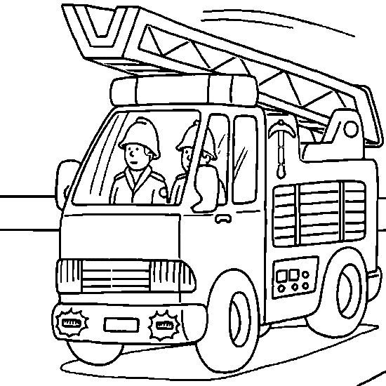 Coloriage d'un camion sur une route avec des paysages environnants