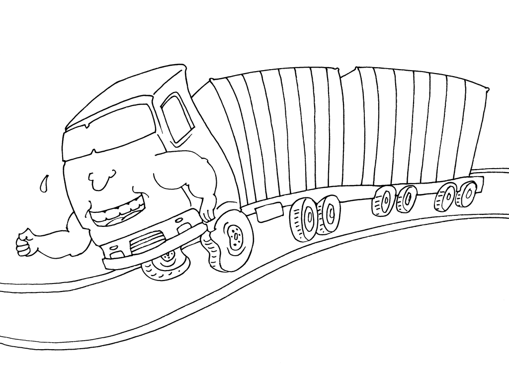 Coloriage d'un camion de pompier dans un environnement urbain