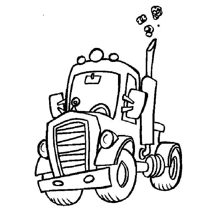 Coloriage d'un camion de pompier sur une route