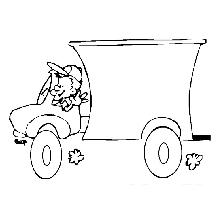 Coloriage d'un camion sur route avec paysage environnant