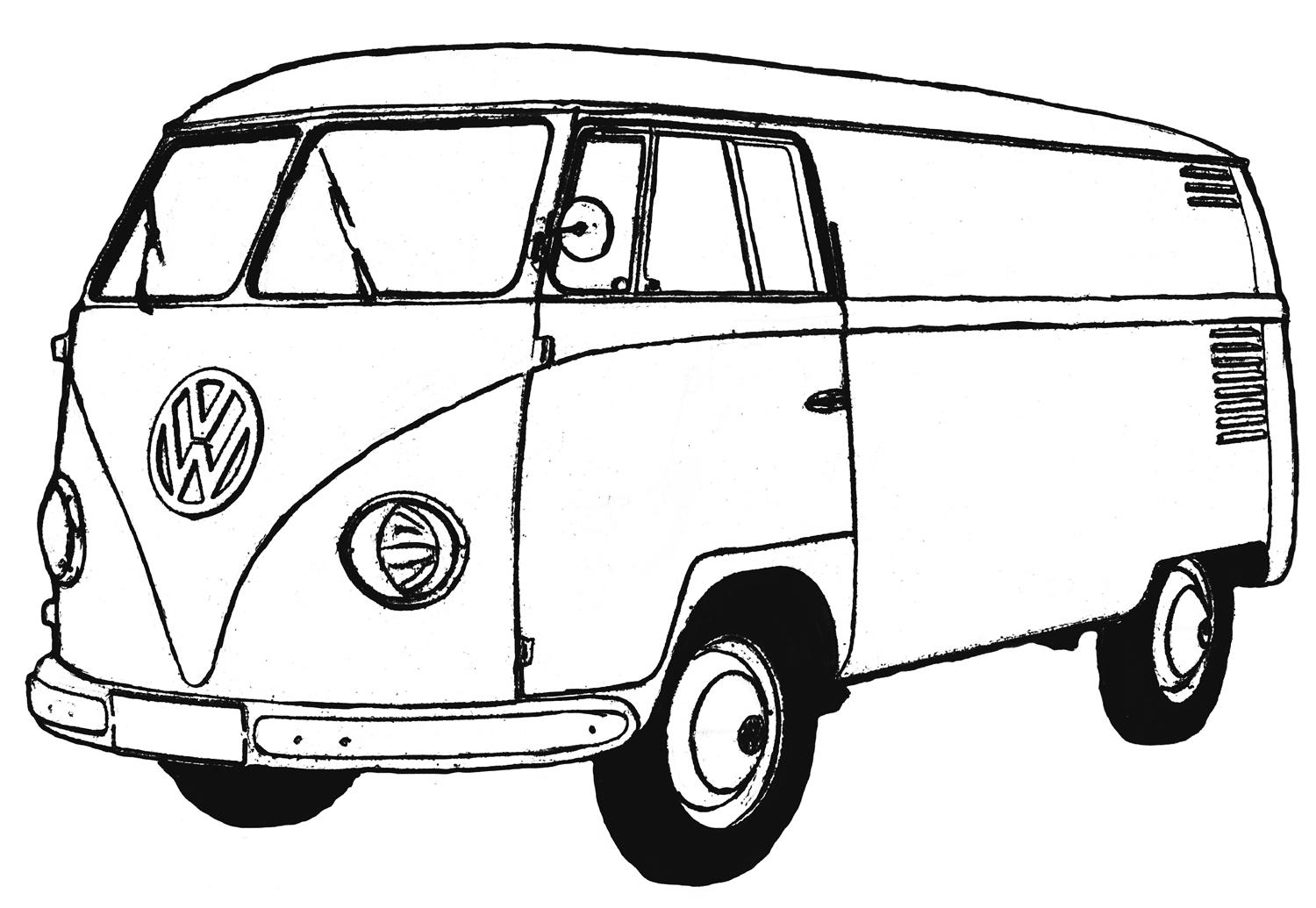 Coloriage d'une camionnette sur une route ensoleillée