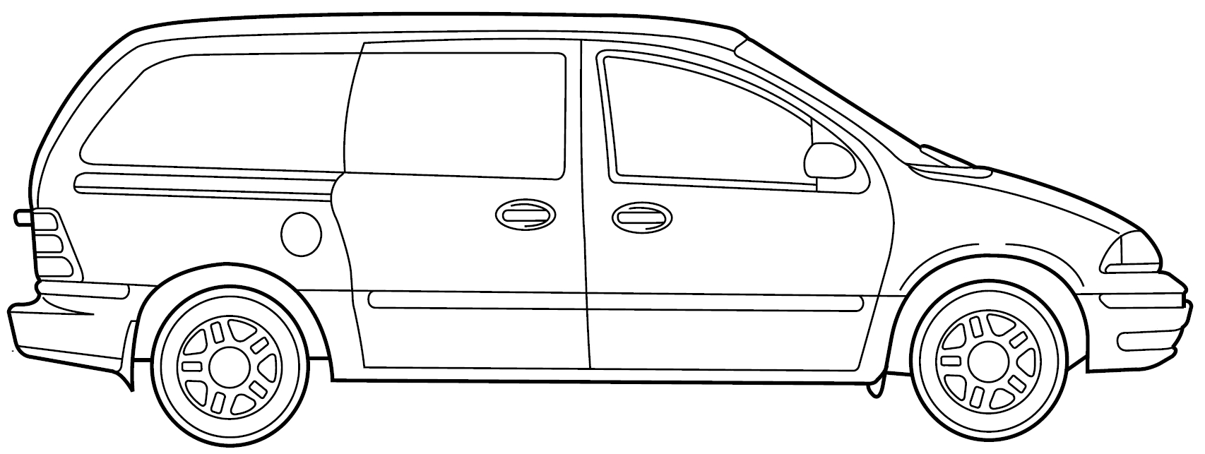 Coloriage d'une camionnette amusante sur un chemin