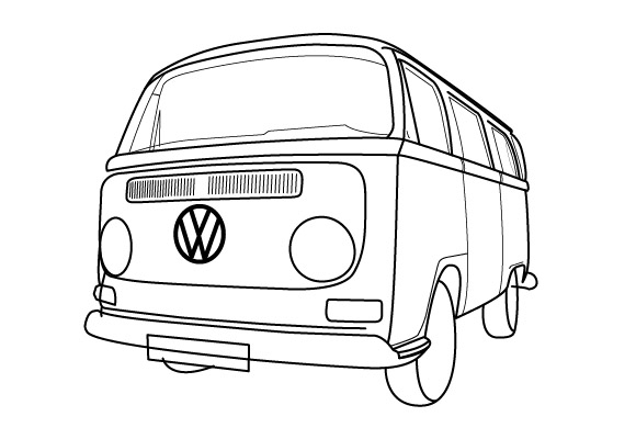 Coloriage d'une camionnette colorée sur fond de nature