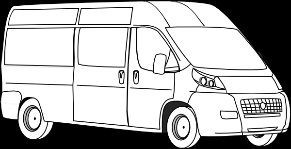 Coloriage d'une camionnette sur un chemin de campagne