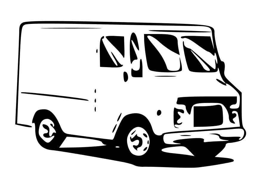 Coloriage d'une camionnette sur un chemin de campagne