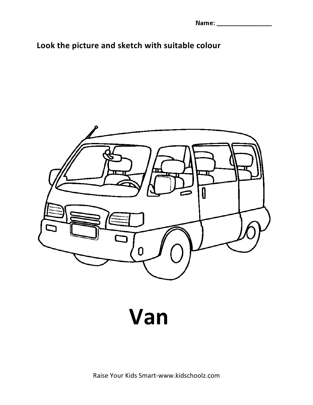 Coloriage d'une camionnette sur une route