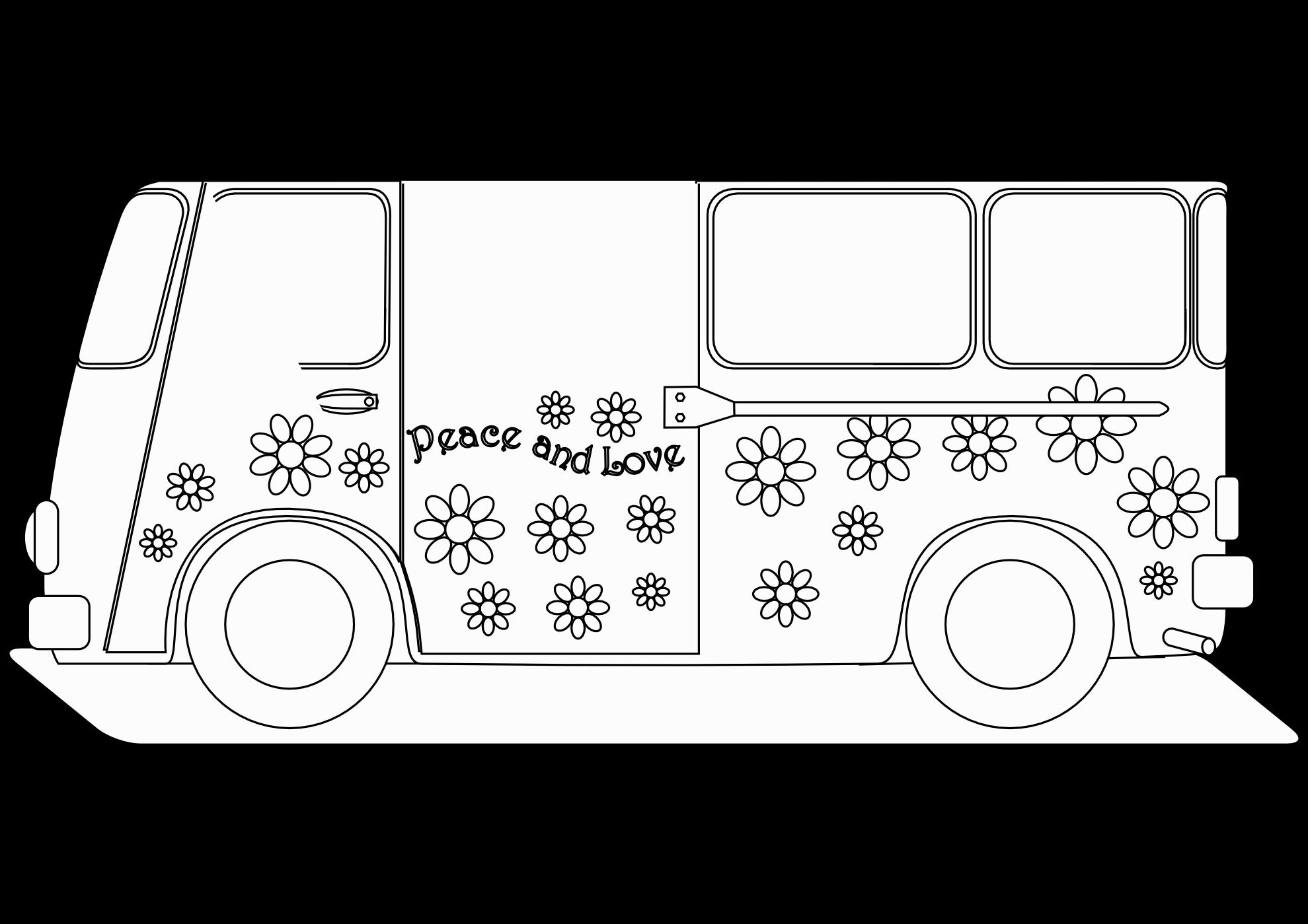 Coloriage d'une camionnette sur une route entourée d'arbres