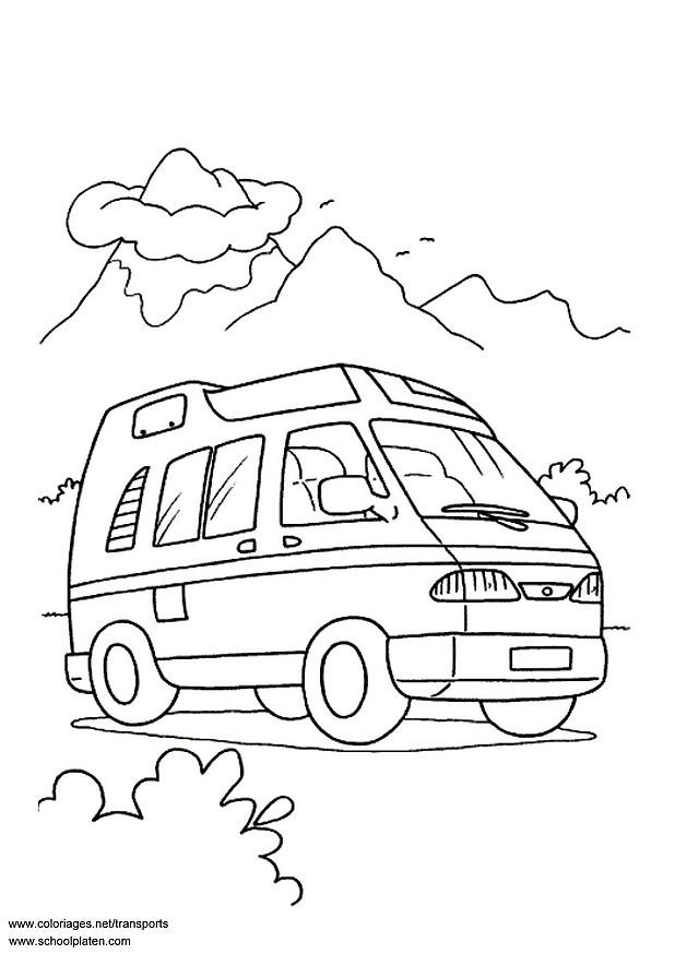 Coloriage d'une camionnette sur un chemin de campagne Coloriage d'une camionnette sur un chemin de campagne