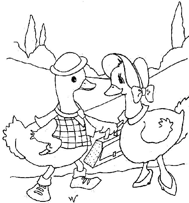 Coloriage d'un canard nageant paisiblement sur l'eau