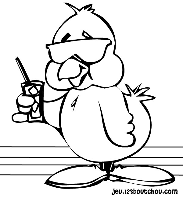 Coloriage d'un canard flottant sur une étendue d'eau