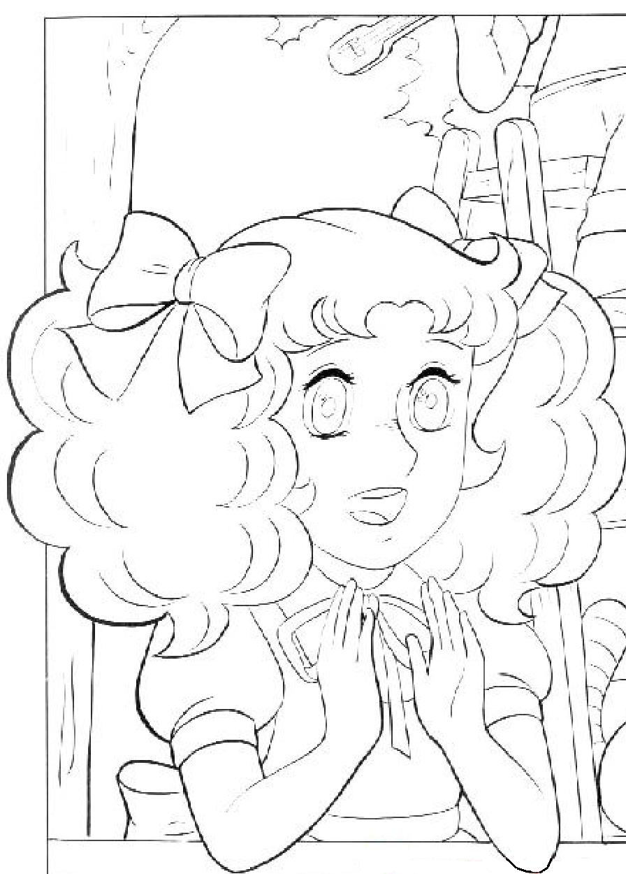 Coloriage de Candy Candy avec un décor floral