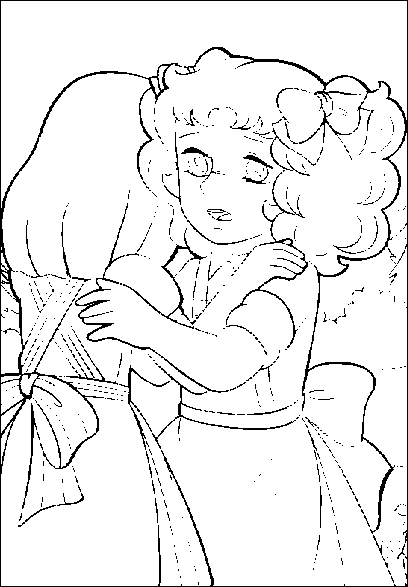 Coloriage de Candy Candy dans un moment de tendresse