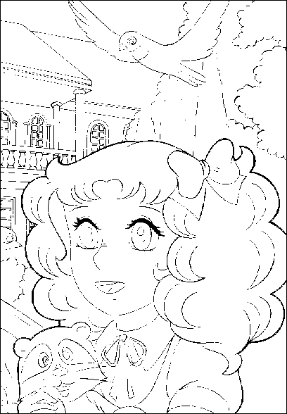 Coloriage de Candy Candy dans un décor floral