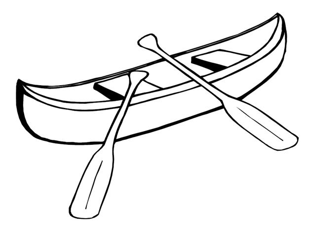 Coloriage d'un canot sur un lac entouré d'arbres