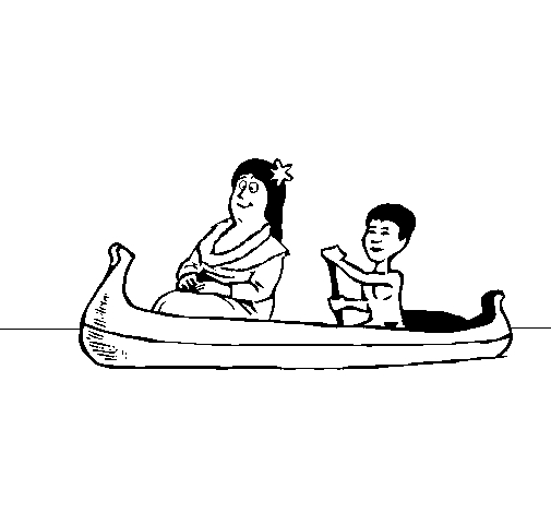 Un canot en bois sur un lac paisible entouré de verdure