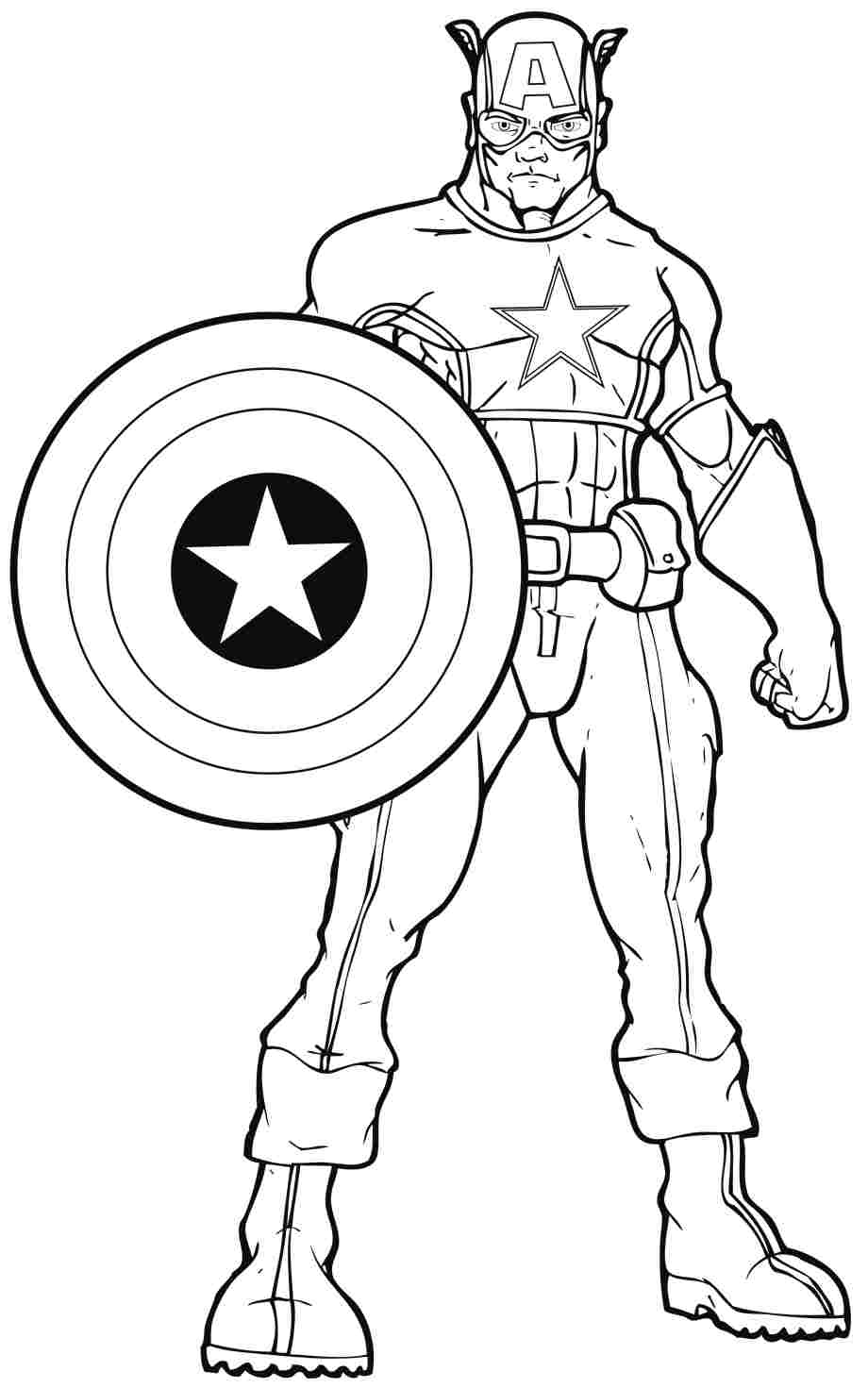 Coloriage de Captain America en pleine action avec son bouclier