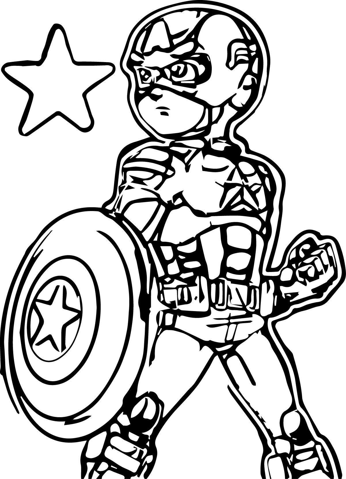 Coloriage de Captain America en pleine action avec son bouclier
