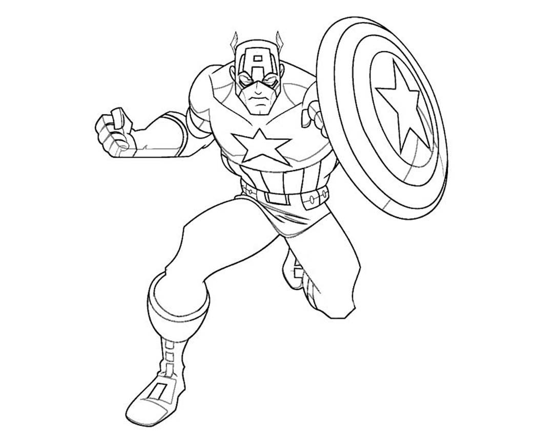 Captain America en pleine action avec son bouclier