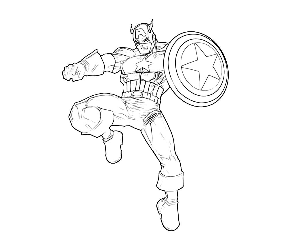 Captain America en pleine action, prêt à défendre le bien