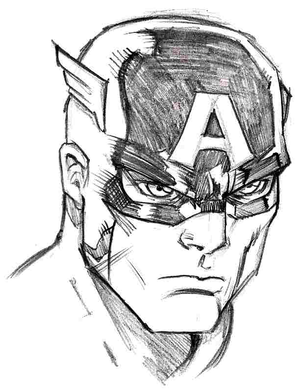 Captain America brandissant son bouclier dans une posture héroïque