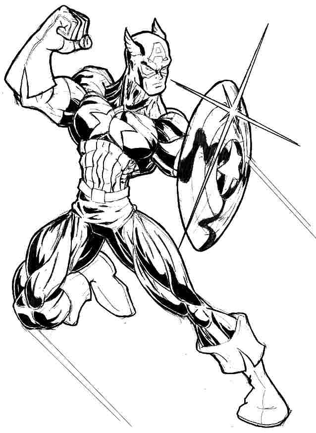 Captain America en pleine action avec son bouclier
