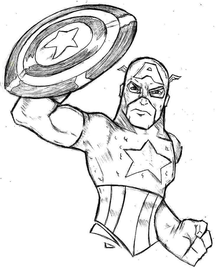 Captain America en action avec son bouclier sur fond de ville