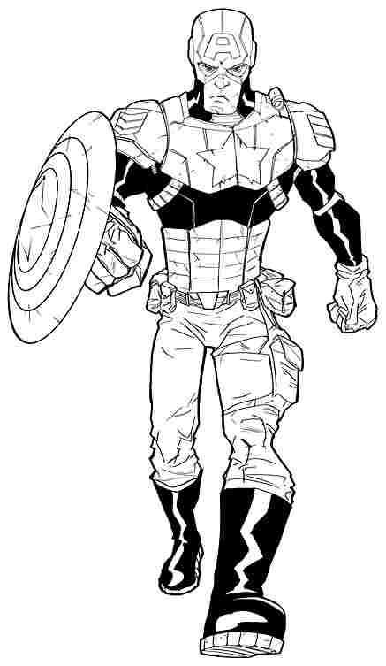 Coloriage de Captain America prêt à combattre le mal