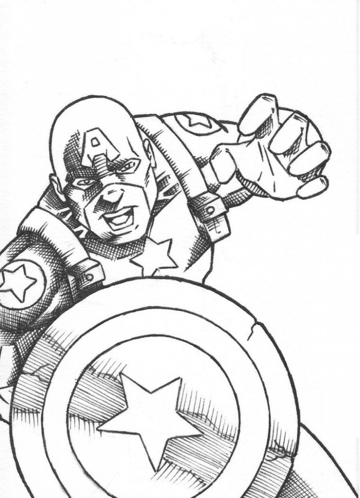Captain America en pleine action avec son bouclier emblématique