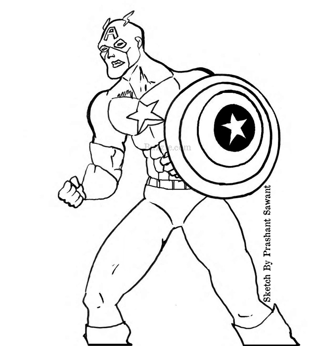 Captain America en pleine action avec son bouclier