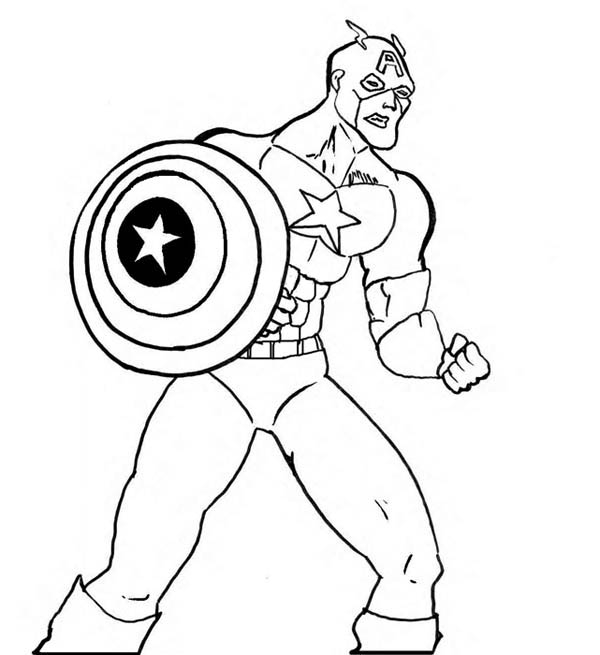 Captain America prêt au combat avec son bouclier