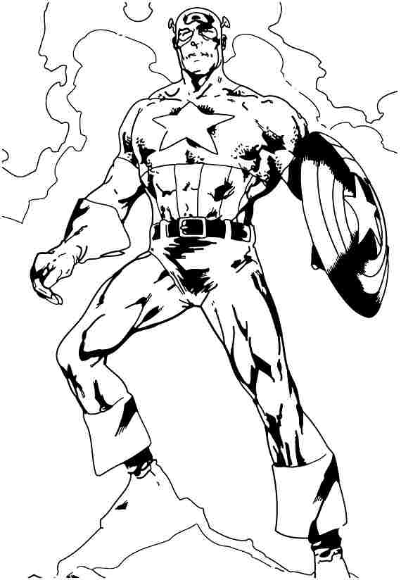 Captain America en pleine action face à ses adversaires