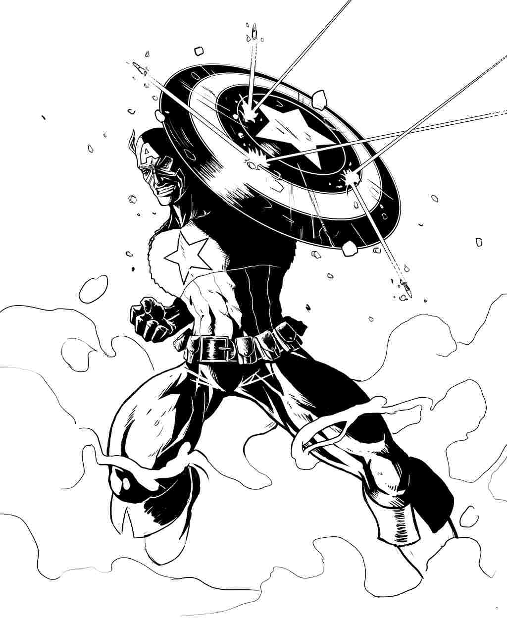 Coloriage de Captain America prêt à défendre la justice