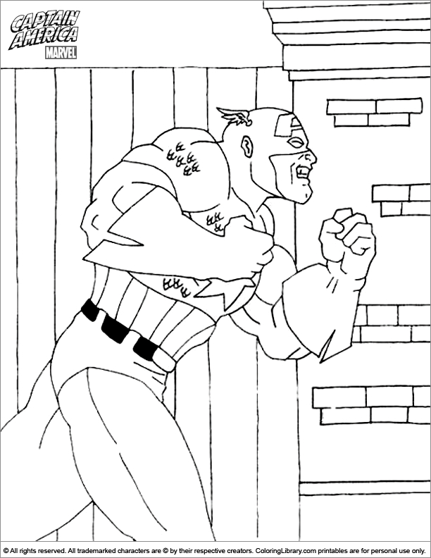 Coloriage de Captain America en pleine action avec son bouclier