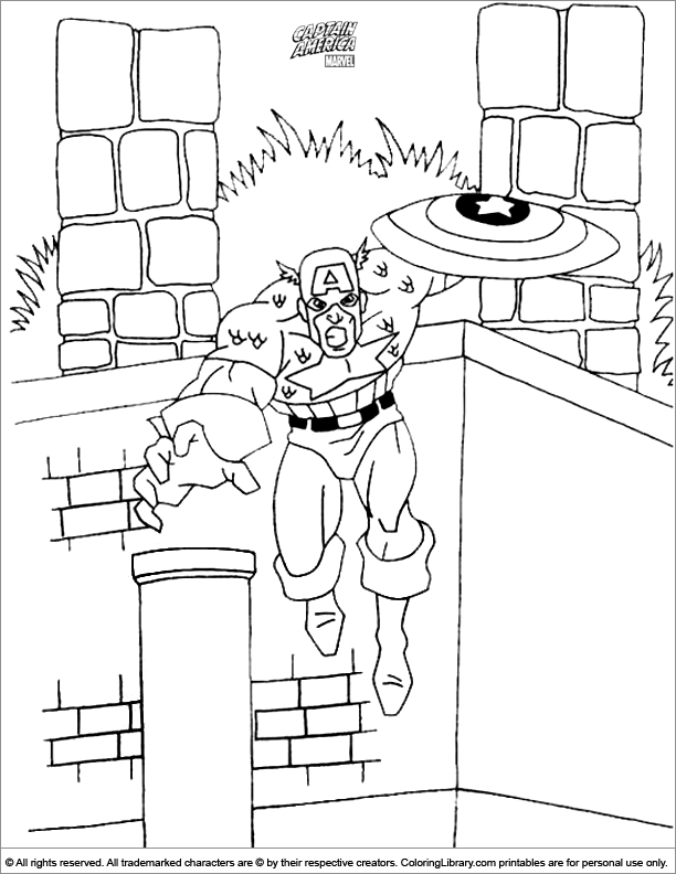 Coloriage de Captain America en pleine action avec son bouclier