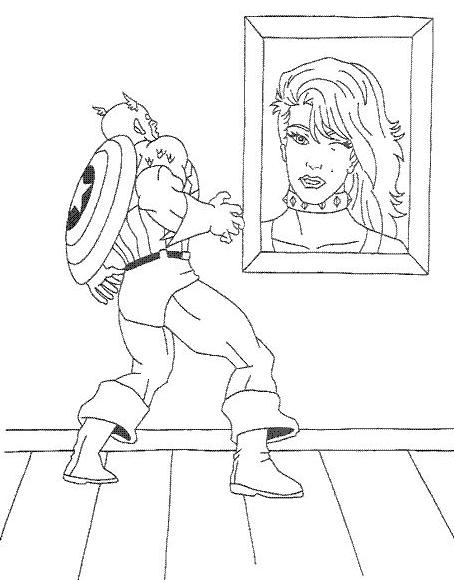 Coloriage de Captain America en pleine action avec son bouclier