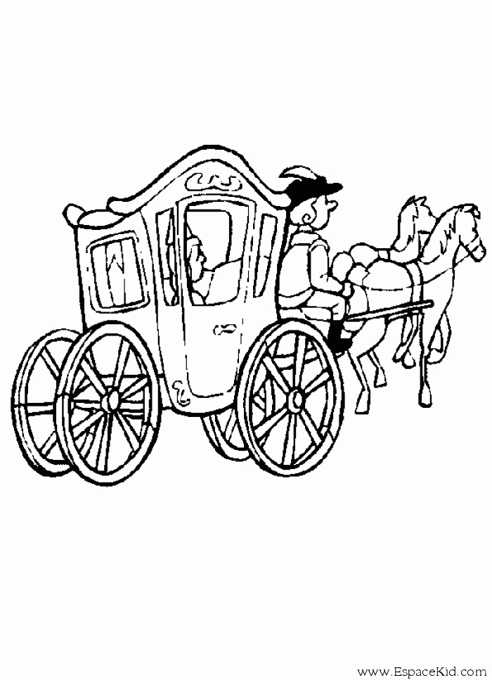 Carrosse élégant tiré par des chevaux dans un paysage stylisé