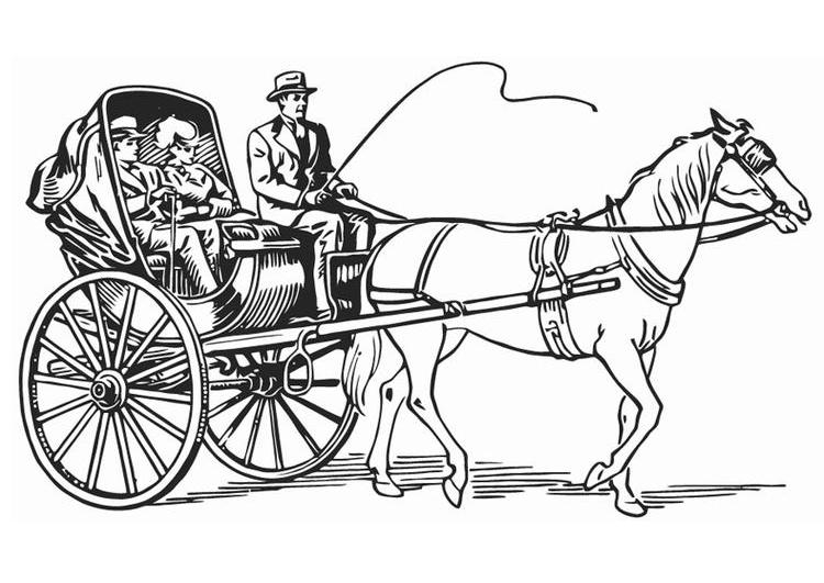 Coloriage d'un carrosse majestueux au milieu d'un paysage ouvert
