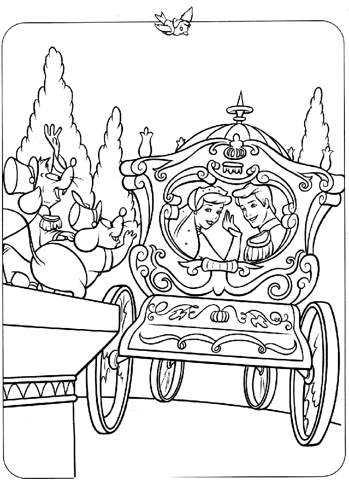 Carrosse majestueux tiré par des chevaux dans un décor de conte
