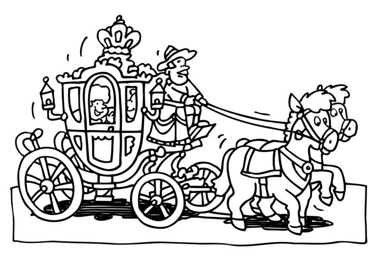 Coloriage d'un carrosse élégant en pleine nature