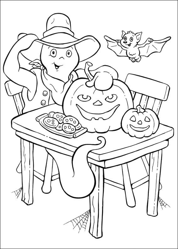 Casper le fantôme s'amusant avec des amis dans un décor convivial