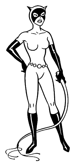 Catwoman en pleine action sur fond urbain Catwoman en pleine action sur fond urbain