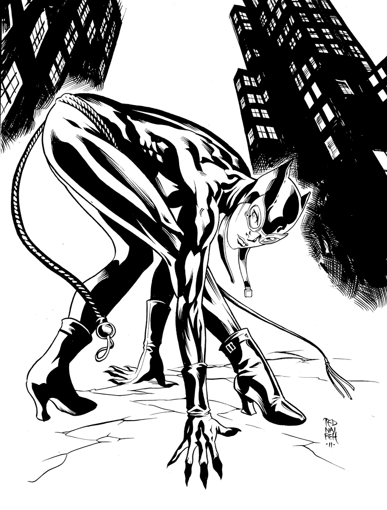 Catwoman en pleine action dans un décor urbain Catwoman en pleine action dans un décor urbain