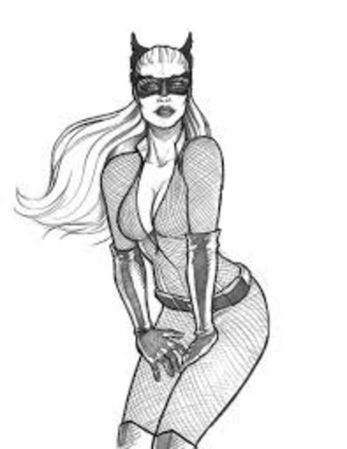 Coloriage de Catwoman en pleine action dans un décor urbain Coloriage de Catwoman en pleine action dans un décor urbain
