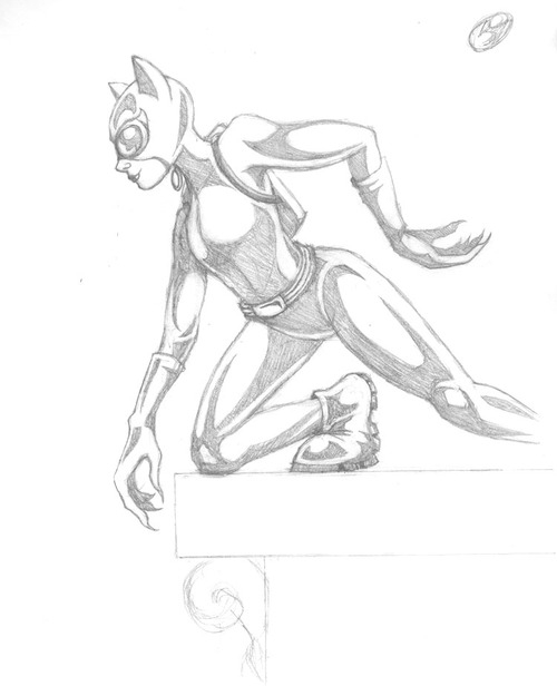 Catwoman en pleine action dans un décor urbain Catwoman en pleine action dans un décor urbain